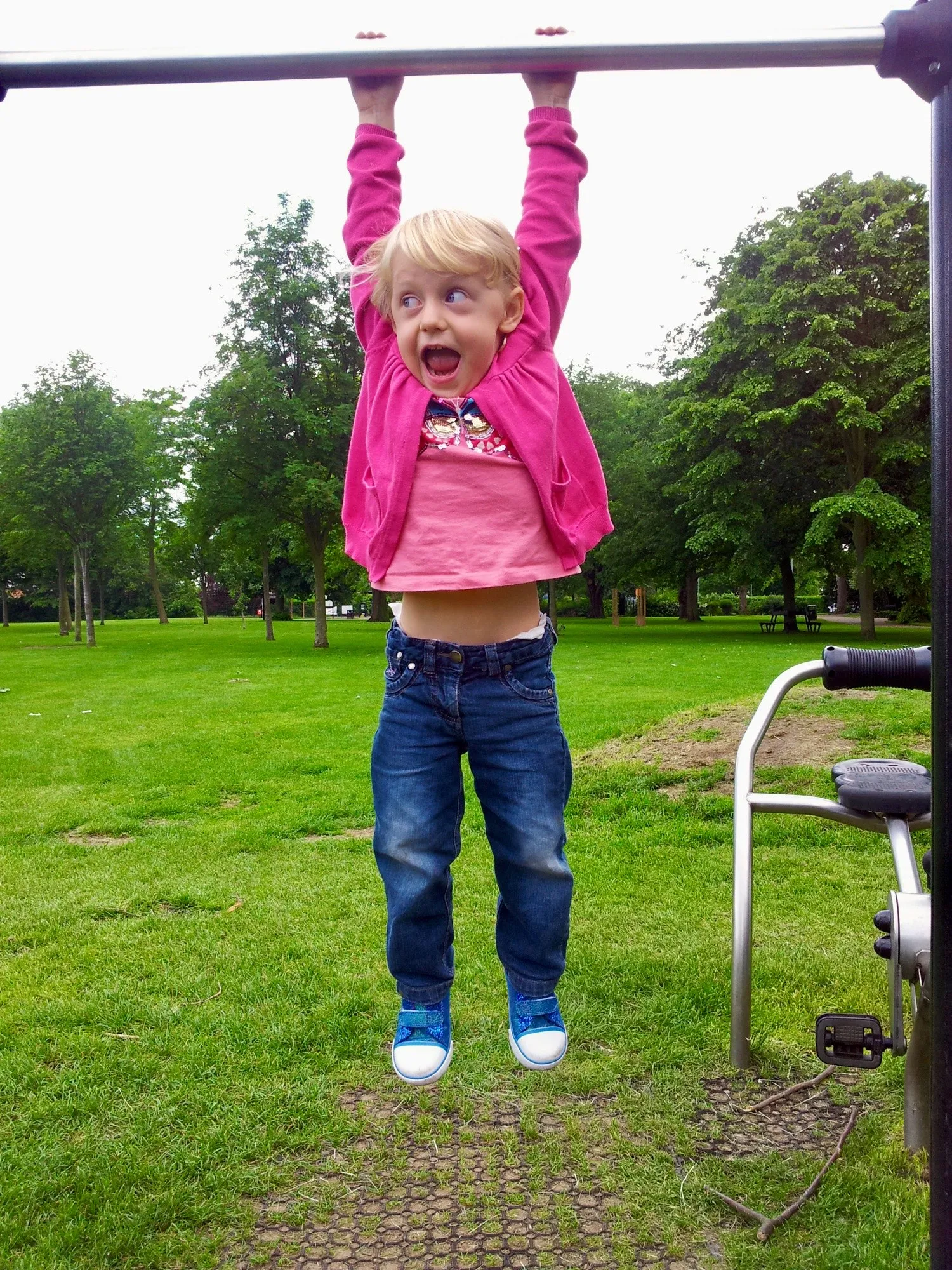 Lucy as a young child, hanging
